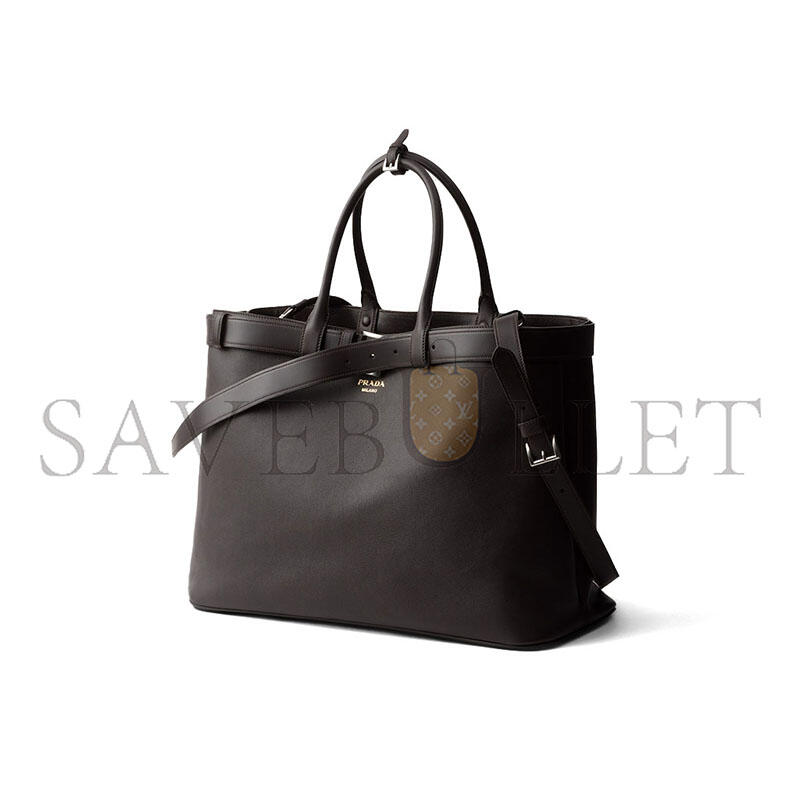 Pra*a buckle leather bag with belt 2vg126 (48*34*18cm)